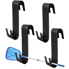 4 Pack Pool Leaf Skimmer Net Holder - Heavy Duty Pool Pole Hangers - Adjustab...