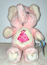 1984 Kenner Care Bears Cousins "Lotsa Heart Elephant" Plush Toy Used with Tag