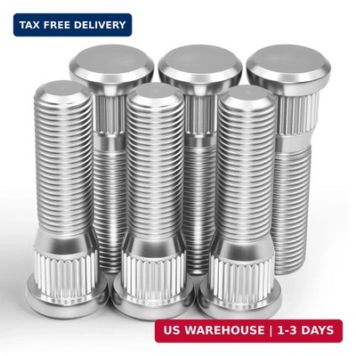 6 Pack 1/2''-20 Wheel Studs, 2.06'' Overall Length, 0.57'' Spline, 0.75'' Head, 10.9