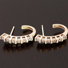 ESTATE 14K YELLOW GOLD DIAMOND J HOOP HUGGIE 3/4" EARRINGS #7945 — photo 1