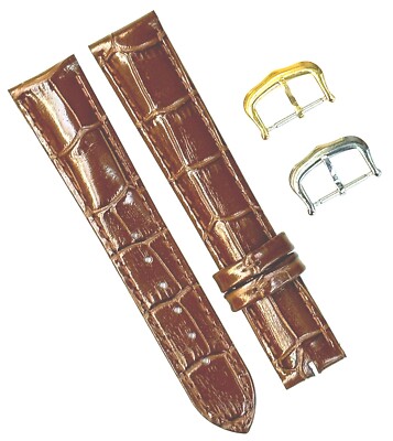 Watch Band For Cartier Tank Antique Alligator Grain Size 18x16mm D.Brown Color