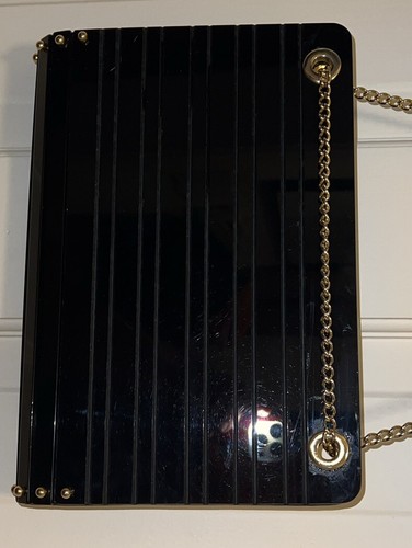 Vtg Lucite Purse 70s Disco Meyers USA Lucite & Leather Interior EUC Black - Picture 4 of 9
