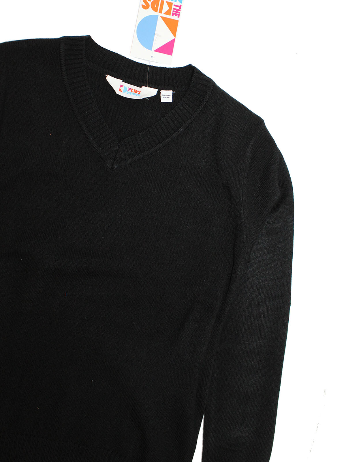 Boys Girls Unisex Kids Black VNeck Long Sleeve School Uniform Sweater