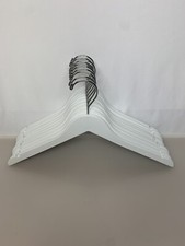 17  White Flat Wooden Hangers With Notches - Lot Of 10