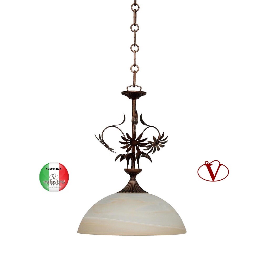 Lampadario Rustico Ferro Battuto e Vetro Nada D30 - Design Italiano