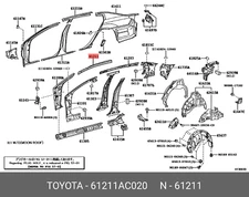 Genuine OE rail, roof side, outer right, 61211AC020 for TOYOTA 61211-AC020