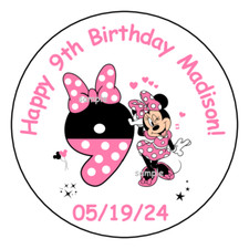 Mouse 9th Birthday Stickers Party Favors Labels tags 2.5" custom 12