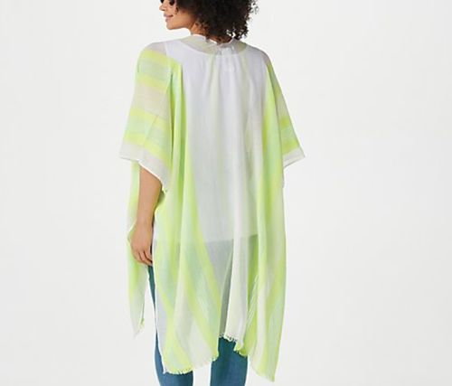 Isaac Mizrahi Live! - Colored Stripe Wrap - Black - Beach Scarve - Picture 4 of 6