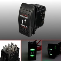 12v 20a Winch In Winch Out On-off-on Rocker Switch Green Led Light 7 Pin 12v 20a Winch In Winch Out On-off-on Rocker Switch Green Led Light 7 Pin