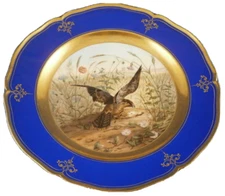 Antique 19thC KPM Berlin Porcelain Plate Bird Scene Scenic Porzellan Teller #1