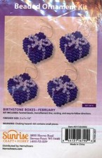 NEW HERRSCHNERS BIRTHSTONE BOXES FEBRUARY BEADED ORNAMENT KIT MAKES 4