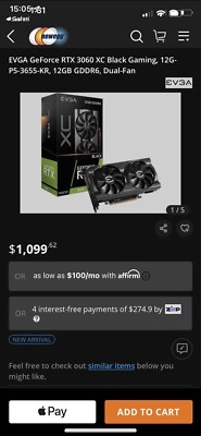 EVGA GeForce RTX 3060 XC BLACK GAMING 12GB GDDR6 Graphics Card