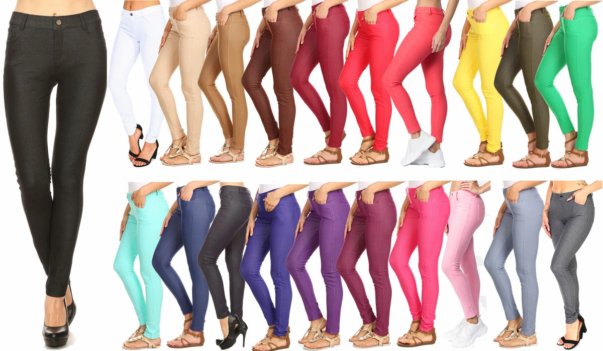 Women's Cotton Blend Full Length Jeggings Stretchy Skinny Pants Jeans  Leggings