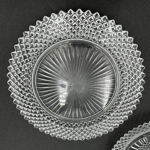 Diamond Point Style Crystal & Silver Tidbit Tray & 8.5” Plate Vtg READ Vintage - Picture 2 of 9