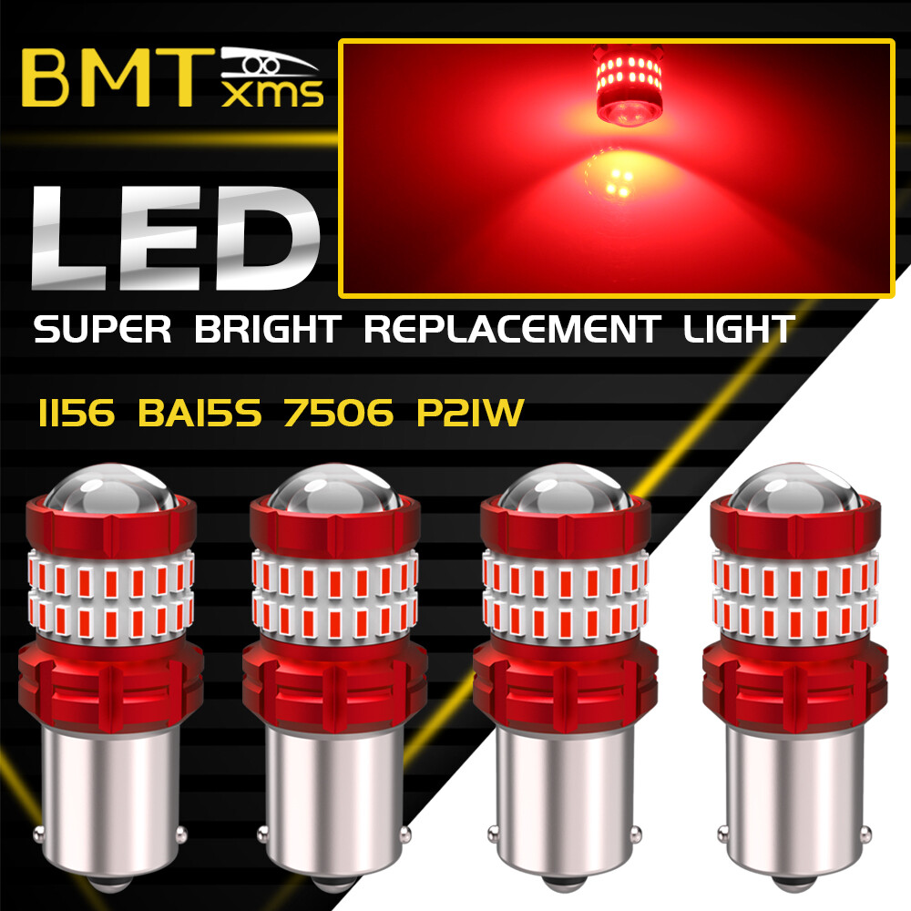 4PCS 7506 1156 P21W LED Brake Stop Tail Lights Pure Red for BMW X5 X1 E46 E36