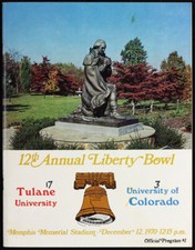1970 Liberty Bowl * *RARE* * Tulane Colorado Football Program Green Wave v Buffs