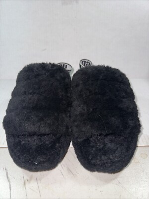 UGG Australia Fluff Slide Sandals for Women, Size US 8 - Black