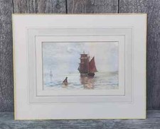 Charles Edward Cox Maritme Watercolour Signed