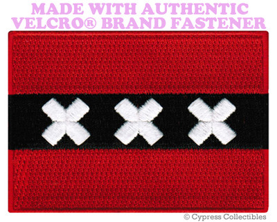 AMSTERDAM CITY FLAG PATCH DUTCH Netherlands HOLLAND w/ VELCRO  Brand Fastener