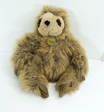 Miyoni by Aurora Tree Sloth Furry Brown Tan Plush Stuffed Animal 11" 26215