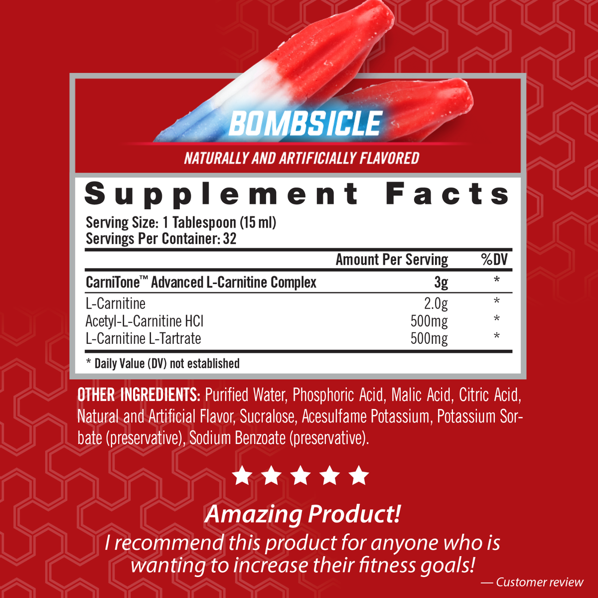 L-CARNITINE LS3 3000 Fat Loss-Metabolism Activator - Bombsicle (32  Servings)
