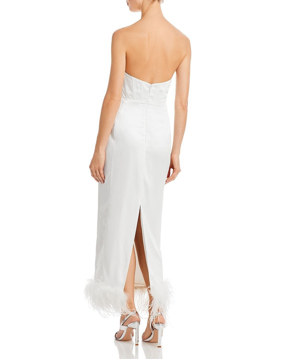 aqua by aqua white dress Fashion Dresses while new Aqua Pet and mommy Aqua Womens Feather Trim Midi