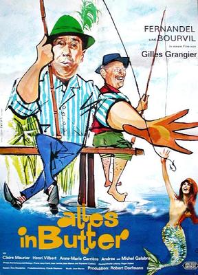 Fernandel Andre Bourvil Alles in Butter Original Filmplakat Poster A1 gefaltet