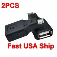 Micro USB 2.0 Male to USB Female OTG Adapter Converter Android Phone 2pcs New