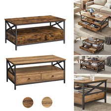 Couchtisch Wohnzimmertisch Sofatisch Kaffeetisch mit Schubladen X-förmige