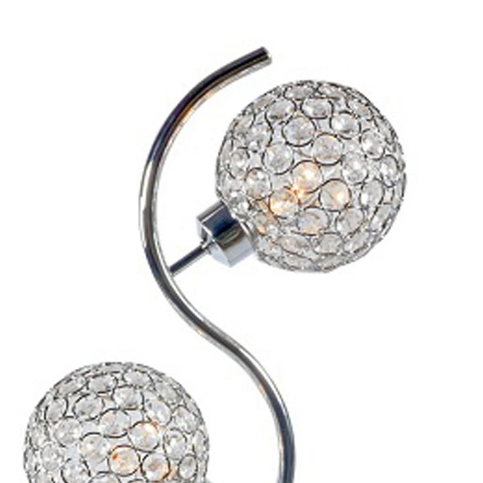 32-дюймовая настольная лампа Benjara Denise, металлическая рама, круглое базовое стекло, кристаллы, S... - Изображение 2 из 4