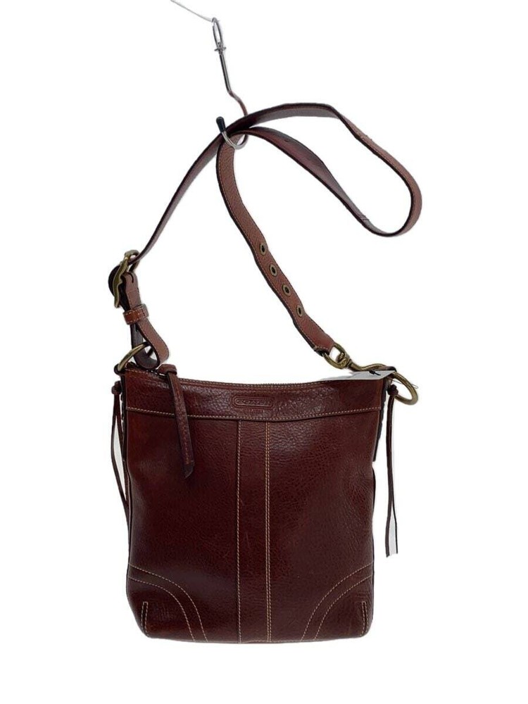 COACH Shoulder Bag Leather BRW Solid Color 10398