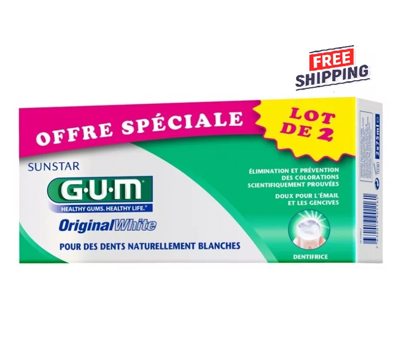 2 УПАКОВКИ ОРИГИНАЛЬНОЙ белой зубной пасты Sunstar GUM, 75 мл, СРОК годности 07/2027