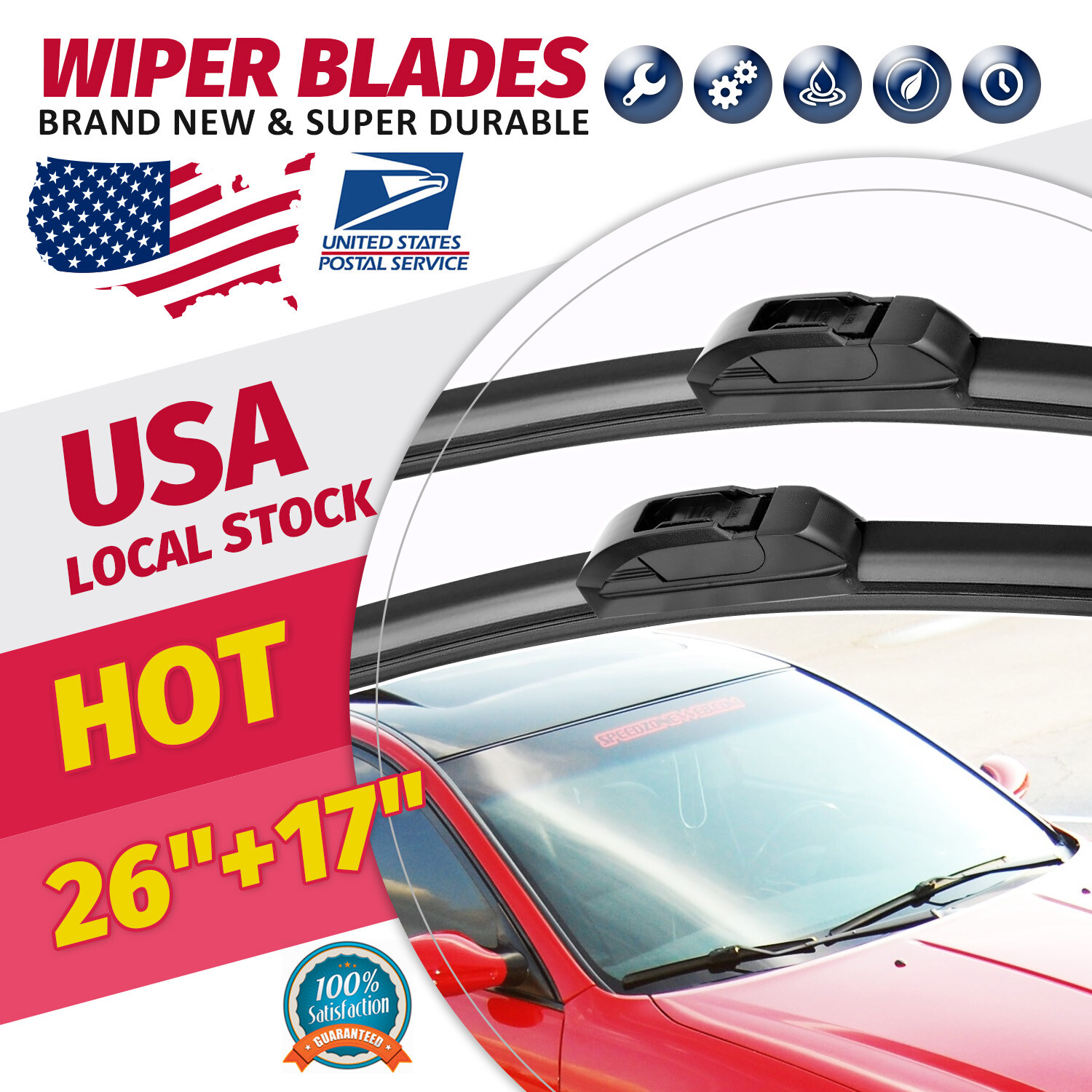 Windshield Wiper Blades Premium High Quality Blades Bracketless Front U/J Hook