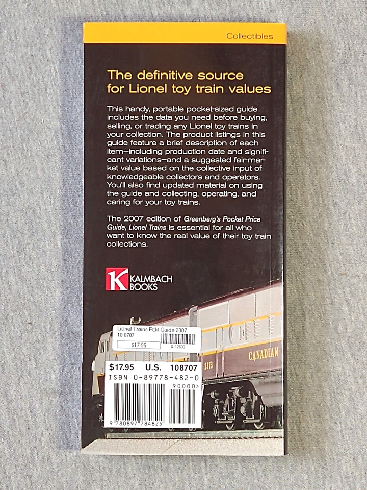Greenberg's Guides Lionel Trains Pocket Price Guide 2007 Edition 19012007 TSLH eBay