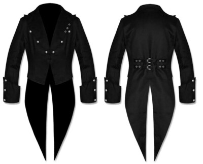 Handmade Cotton Vintage Tailcoat Jacket Men-Frock Coat Steampunk Gothic outfit