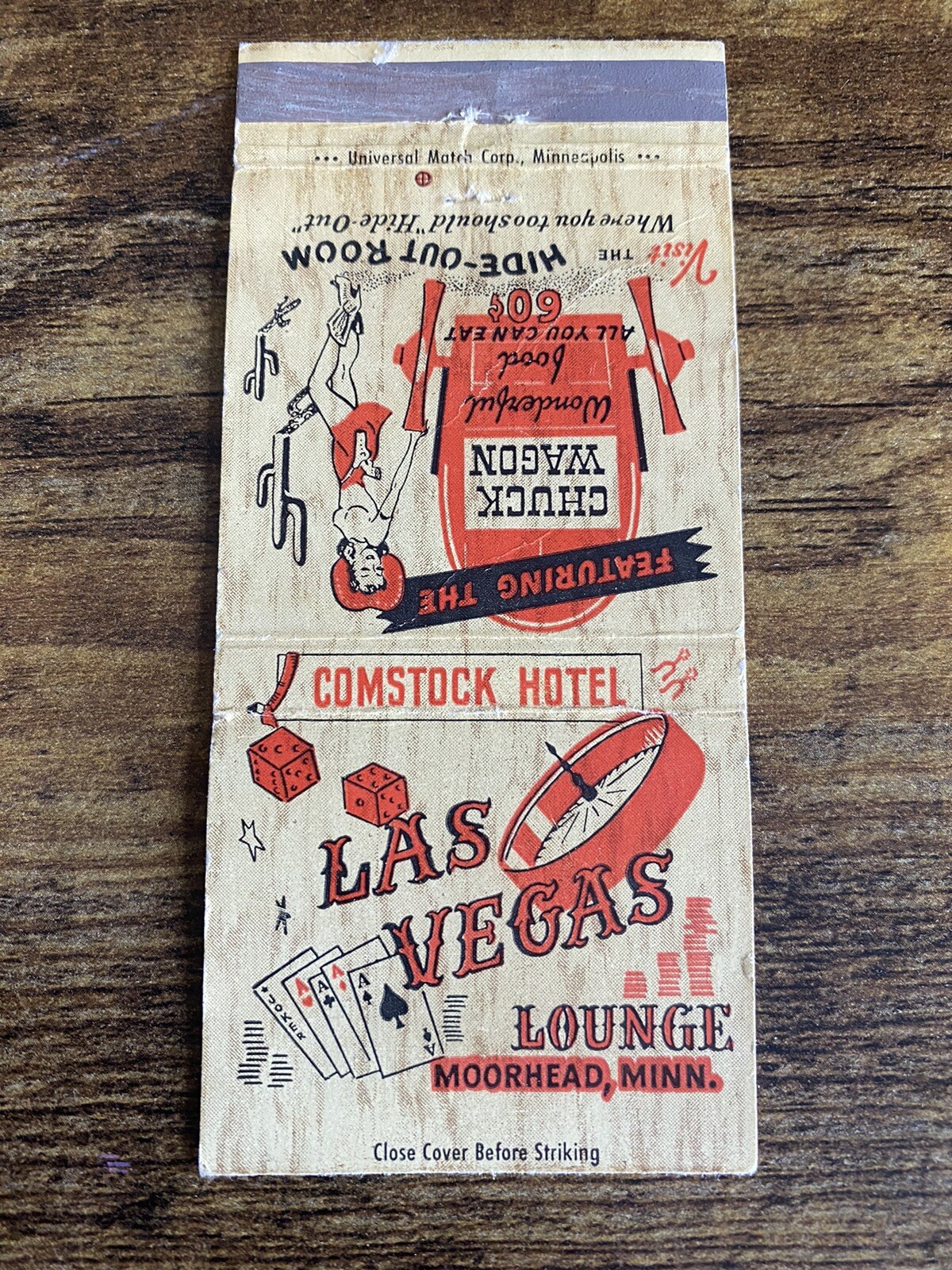 Vintage Comstock Hotel Moorhead Minnesota Matchbook Matches Advertising