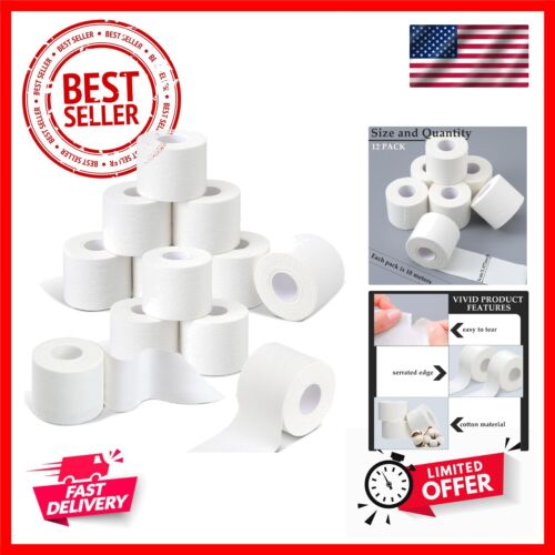 12 Rolls 120 Yard Athletic Sports Tape Pre Wrap Very Strong Easy Tear No Stic...