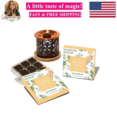 White Sage & Palo Santo Incense Bricks with Taj Exotic Burner by | 2x9 Bricks...