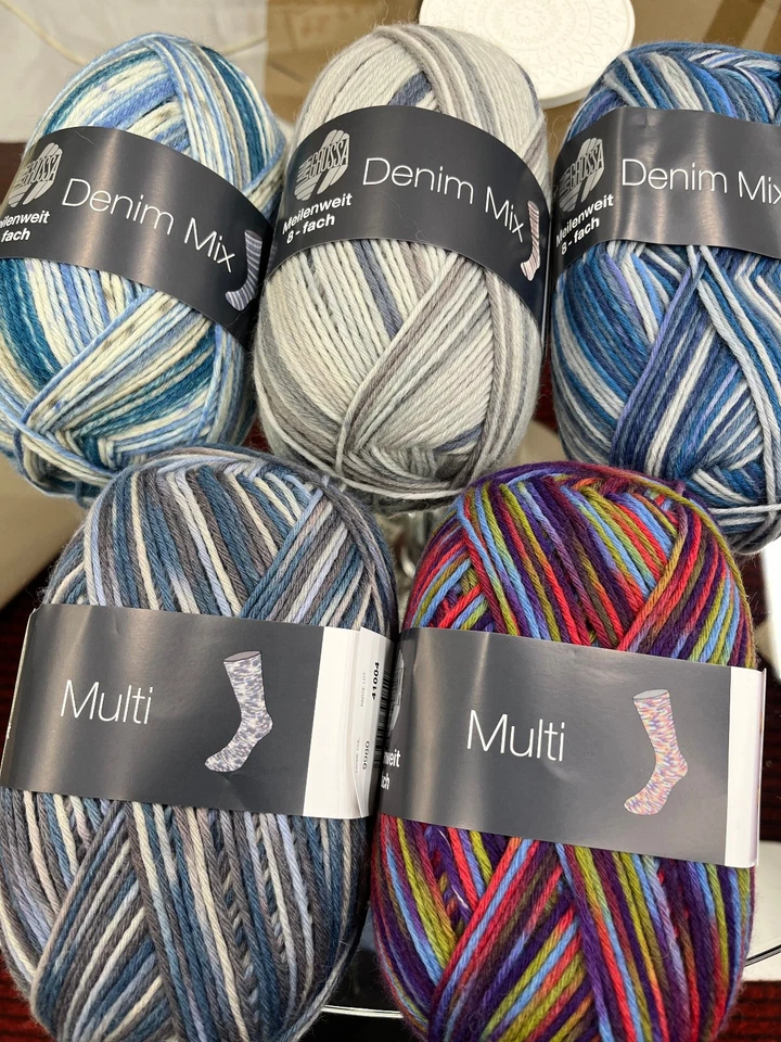 Lana Grossa Meilenweit 8-fach, Sockenwolle, SW/PA, 150g ca. 320m, uni/print - Bild 2 von 4