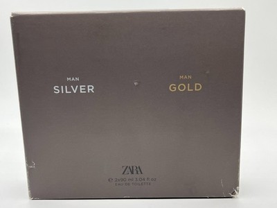 Zara Mens Cologne Man Gold & Silver Eau De Toilette Fragrance Set 2x90ml NWB