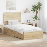 Bettrahmen Mit Kopfteil Sonoma-Eiche 75 X 190 Cm Holzwerkstoff