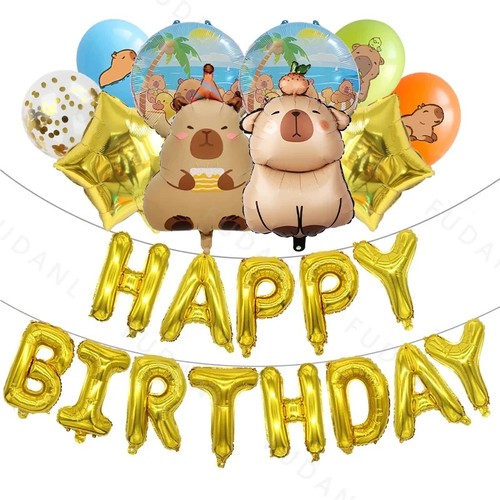 Capybara Theme Kid Birthday Party Balloons DECOR ANIMAL FOIL NETFLIX - Picture 8 of 9