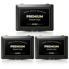 3 Pack Black Ink Pad with Snap Closure, Cute Large Stamp Pad for Rubber Stamp...