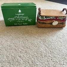LONGABERGER 2002 Tree Trimming Collection Treats Basket Combo Liner Protector