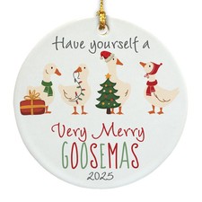 GiftsForYouNow Funny Ceramic Farmhouse Goose Family Christmas Ornament 2025