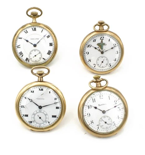 Antique Hamilton 17j 12s 47-49mm Open Face Pocket Watches Lot of 4 #WB4271-2