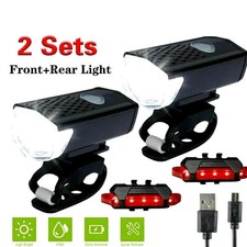 2er Fahrradlicht LED Set – Wiederaufladbarer Akku, Front& Rücklicht, wasserdicht