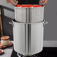 40L/42.27 Qt Stainless Steel 201 Stock Pot with Basket Cookware for Boiling
