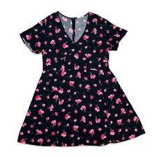 Gap Women's Black Viscose Floral V-Neck Dress