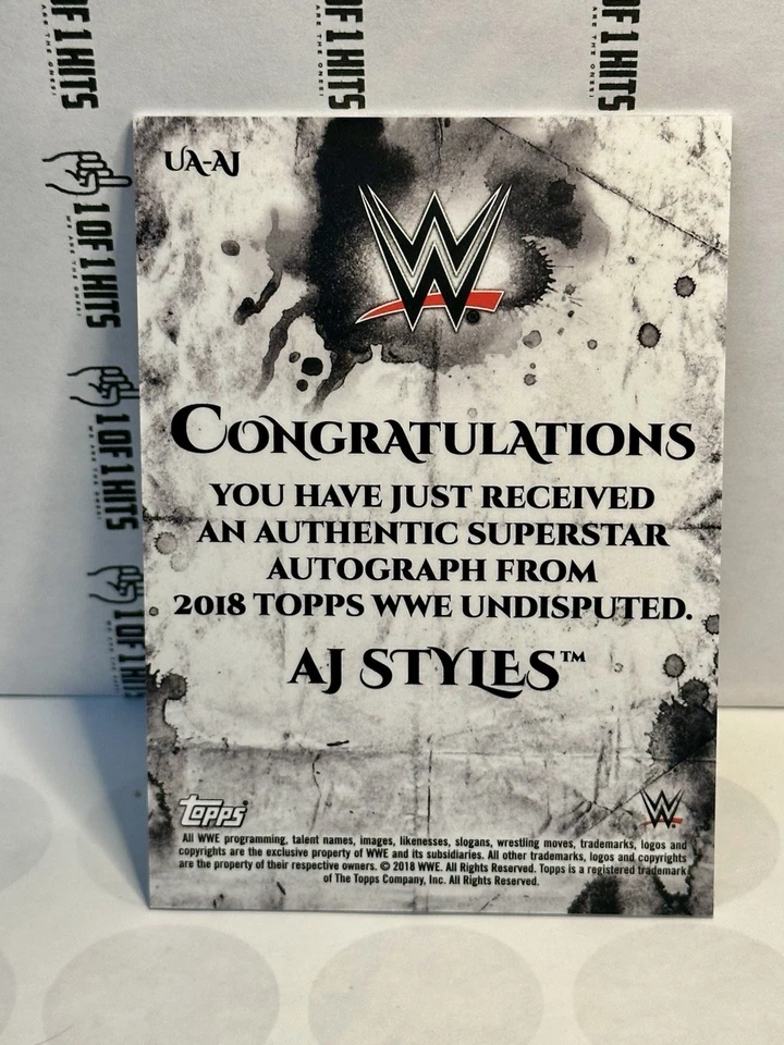2018 Topps WWE Undisputed - AJ Styles - Superstar On Card Auto/199 Foto 2 de 2